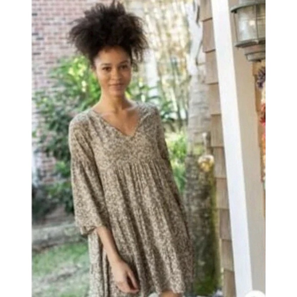 Natural Life Womens Charlotte Dress Size M Floral Tiered Mini Bohemian Hippie